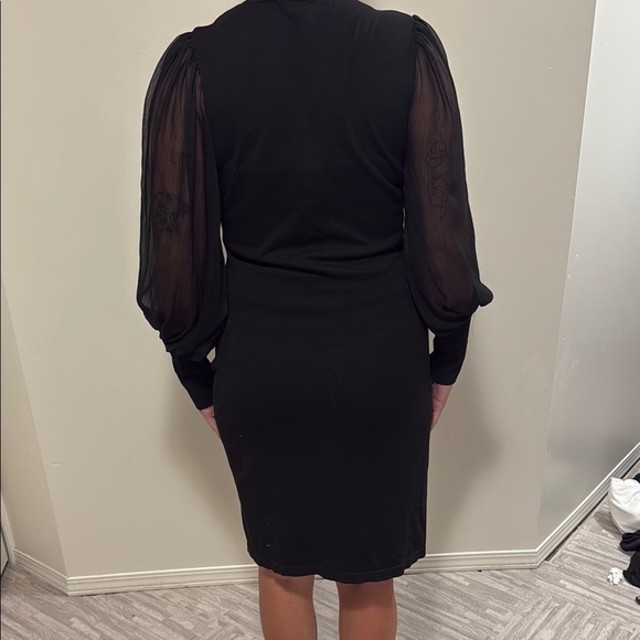 Calvin Klein Black Dress with Sheer Sleeves - Picture 3 of 6
